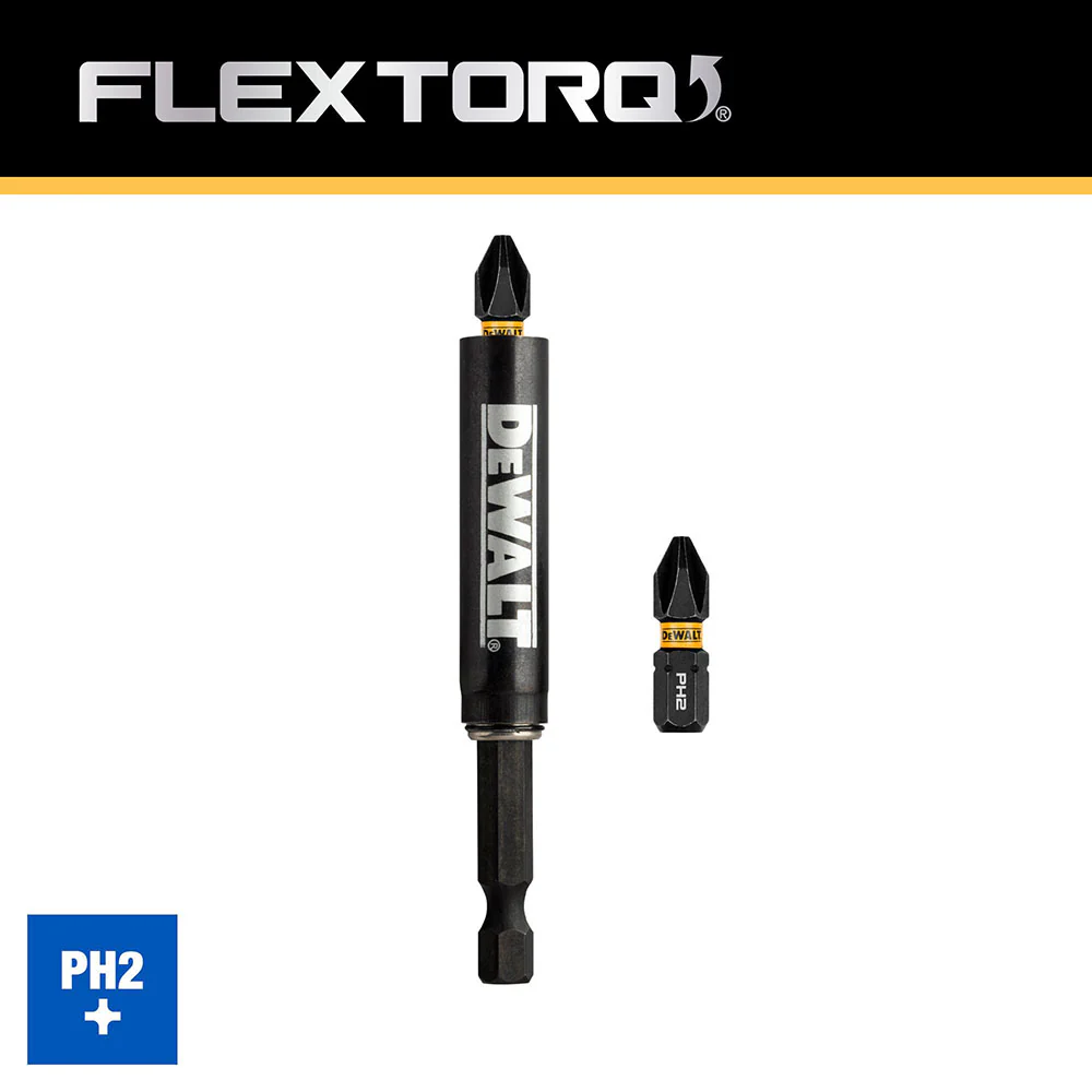 DeWalt DWAFIRDG PH2 FLEXTORQ 1/4 x 1in Impact Driver Bits w/ Drive Guide, 2-Pack - Moutools