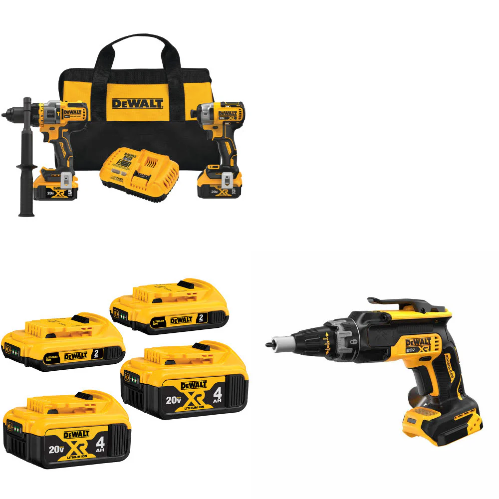 DeWalt DCK2100P2 20V 2-Tool Combo Kit W/ DCB324-4 Battery-4Pk & FREE Screwgun - Moutools