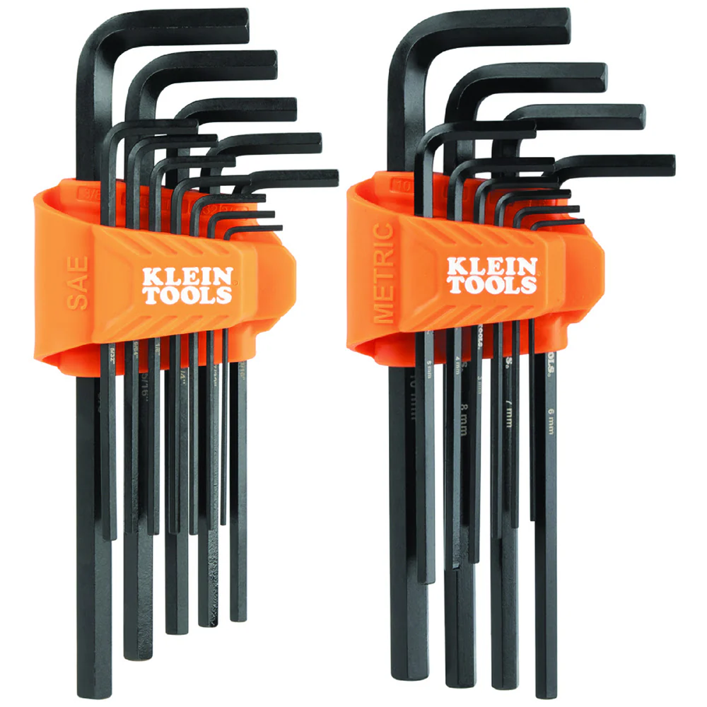 Klein LS22 L-Style Long Hex Key Set, SAE and Metric, 22-Piece - Moutools
