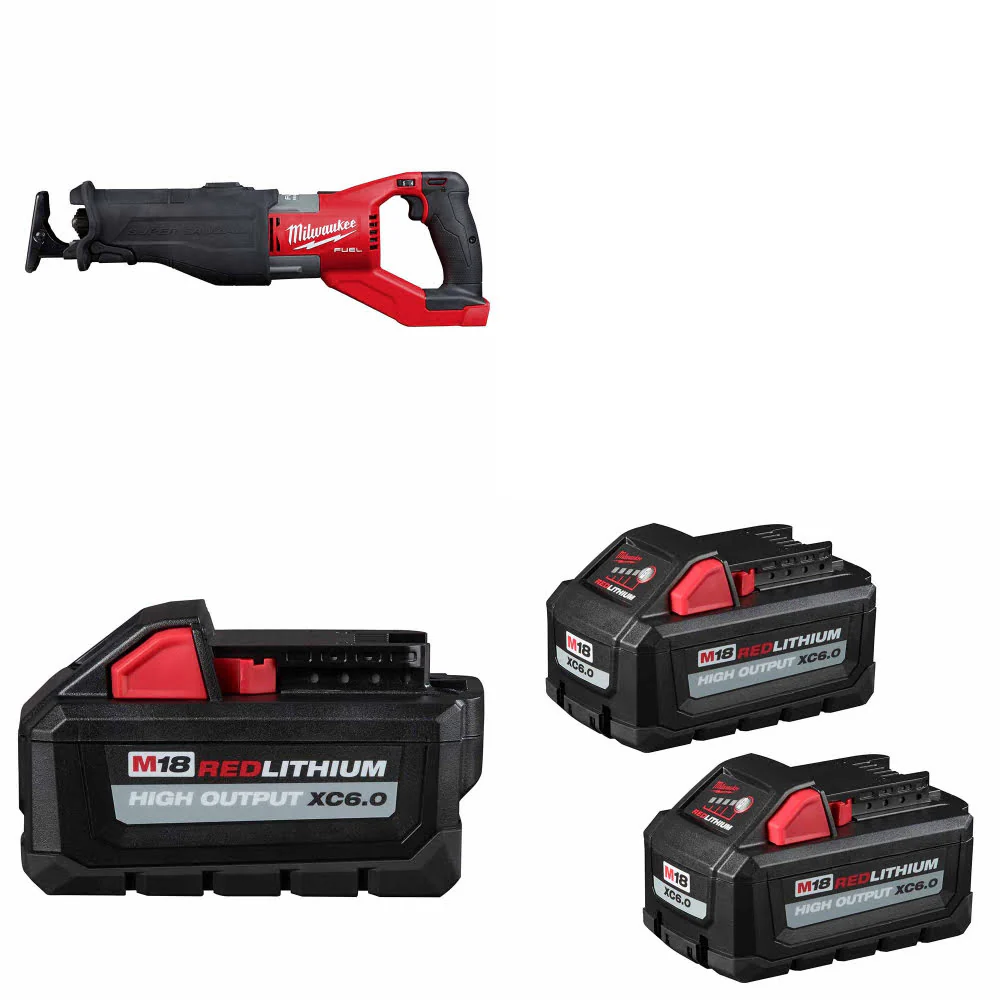 Milwaukee 2722-20 M18 FUEL SAWZALL W/ 48-11-1865 M18 Battery & FREE Battery-2Pk - Moutools