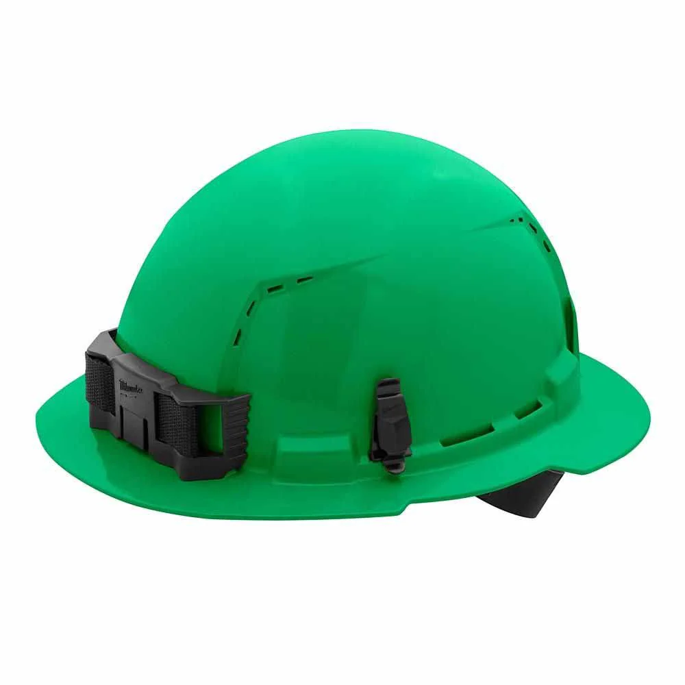 Milwaukee 48-73-1207 Green Full Brim Vented Hard Hat with 4PT Ratcheting Suspension – Type 1 Class C - Moutools