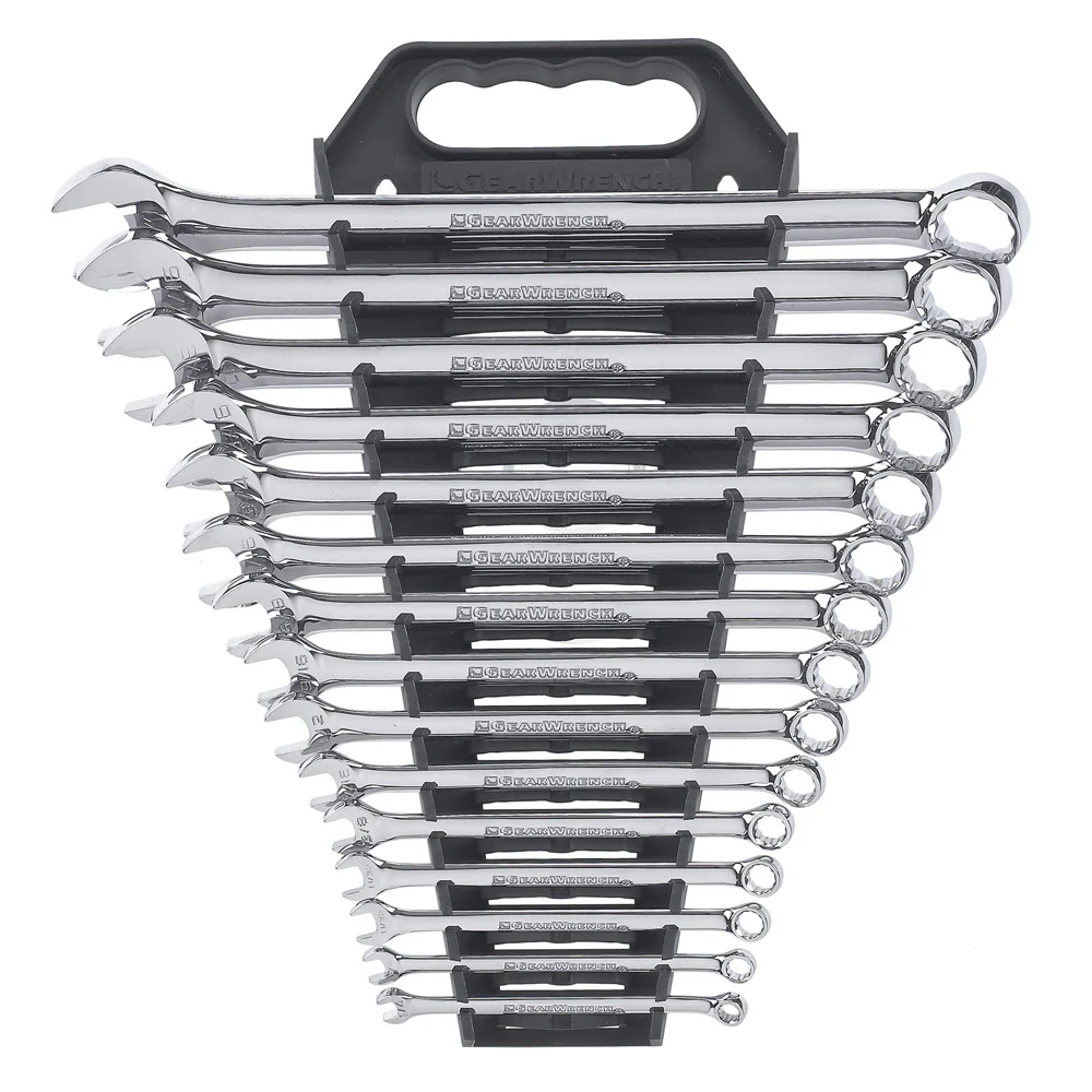GearWrench 81901 15 Pc. 12 Point Long Pattern Combination SAE Wrench Set - Moutools