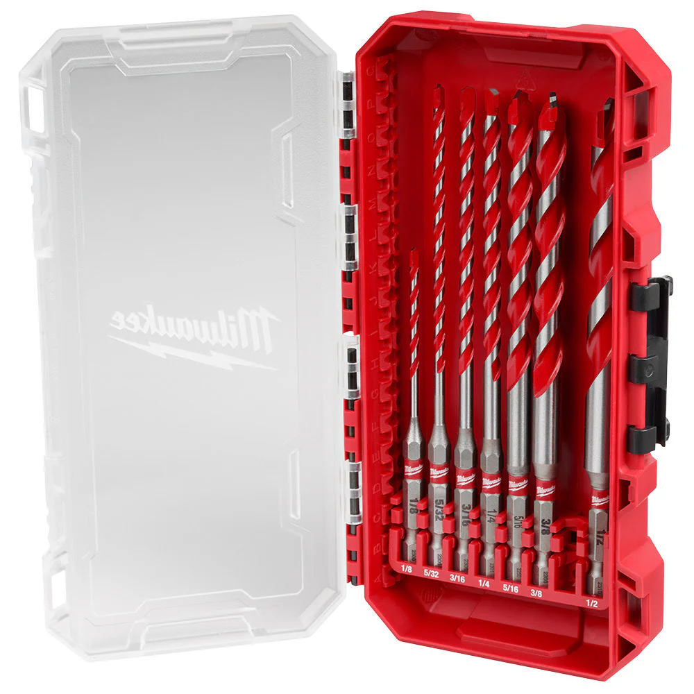 Milwaukee 48-20-9057 7pc. Large SHOCKWAVE™ Carbide Hammer Drill Bit Kit - Moutools