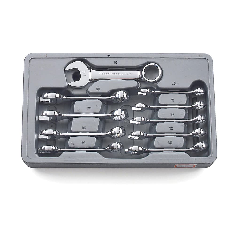 GearWrench 81904 10 Pc. 12 Point Stubby Combination Metric Wrench Set - Moutools