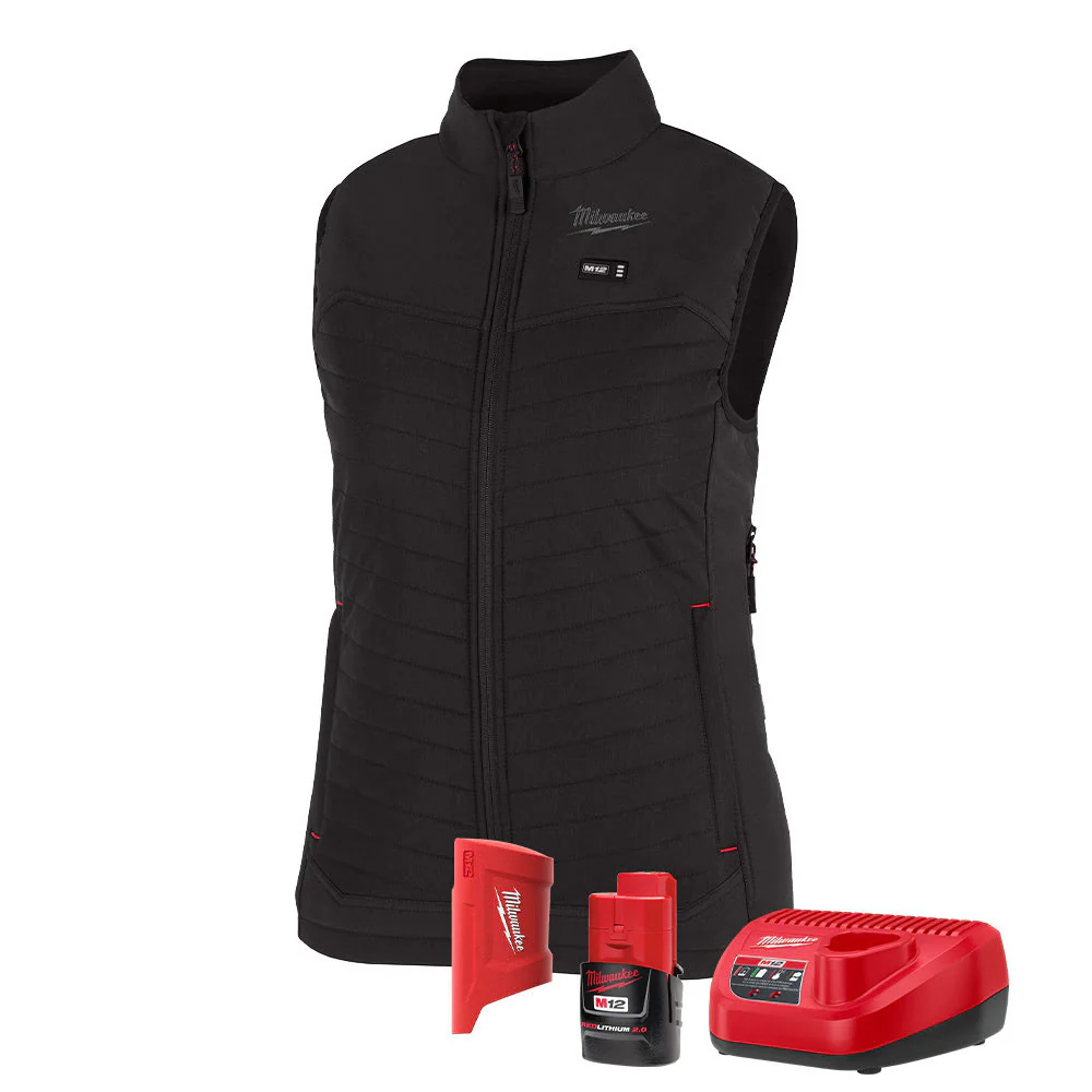 Milwaukee F300B-21 M12 Women's Black Axis Vest with (1) 2.0 Ah Battery and Charger - Moutools