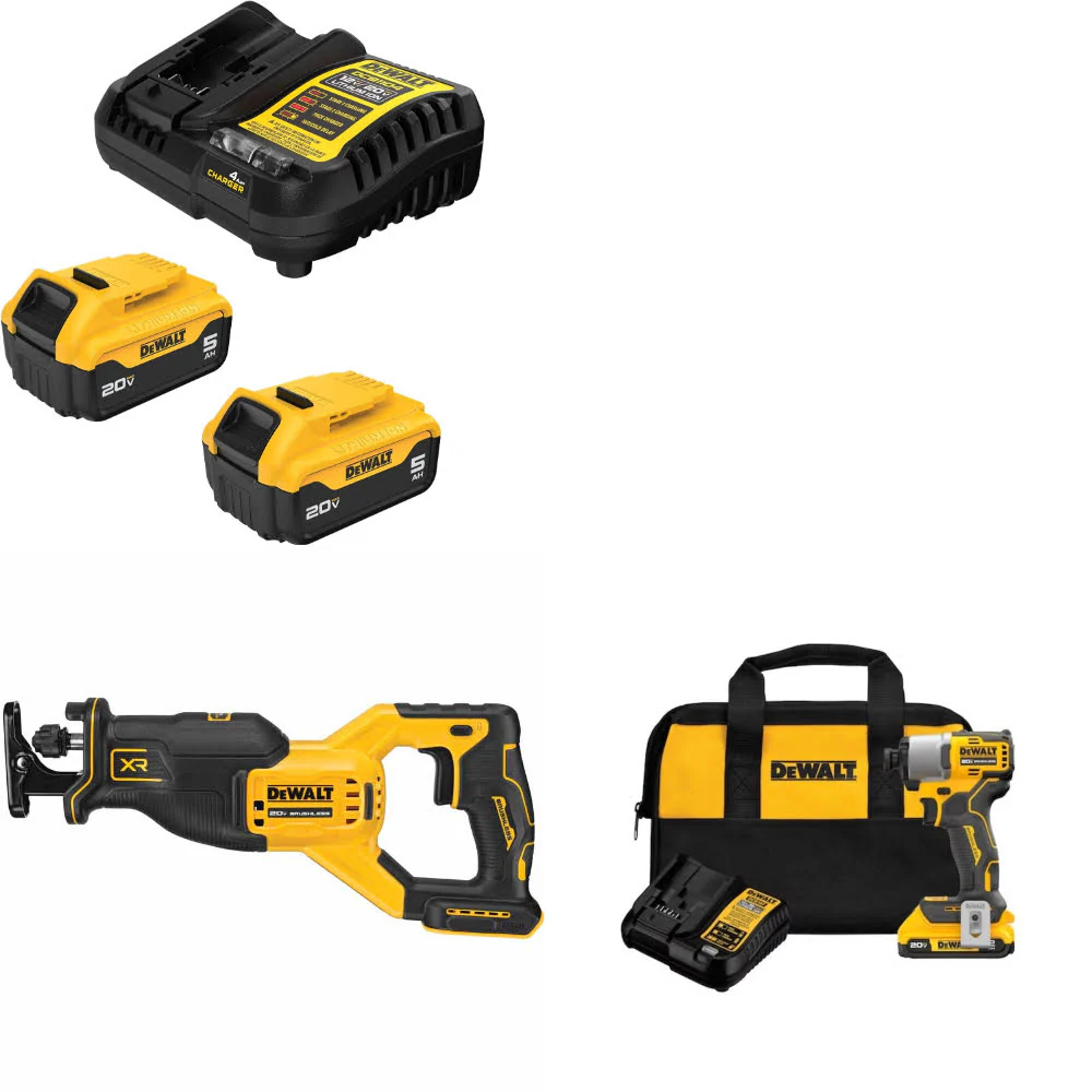 DeWalt DCB205-2C 20V MAX Starter Kit W/ DCS382B Recip Saw & Impact Driver Kit - Moutools
