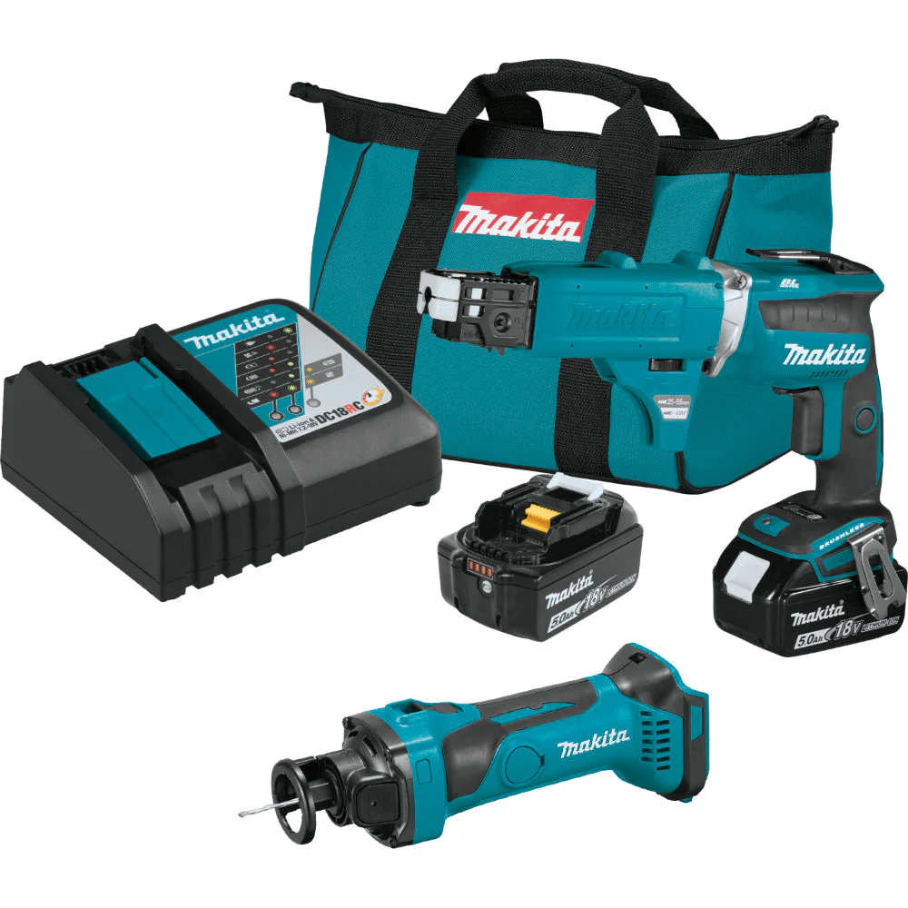 Makita XT255TX2 18V LXT Cordless Drywall 2-Pc. Combo Kit - Moutools