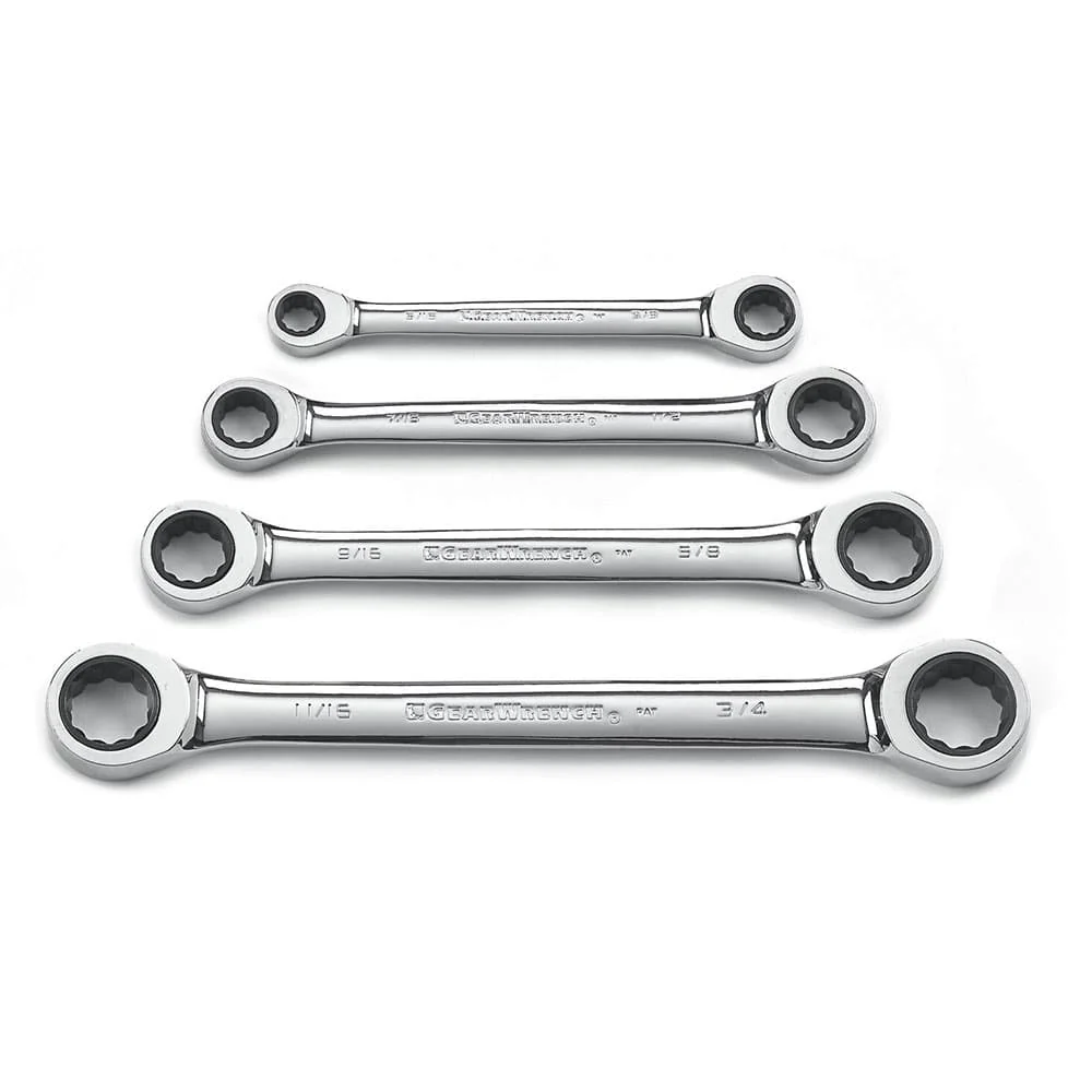 GearWrench 9240D 4 Pc. 72-Tooth 12 Point Double Box Ratcheting SAE Wrench Set - Moutools