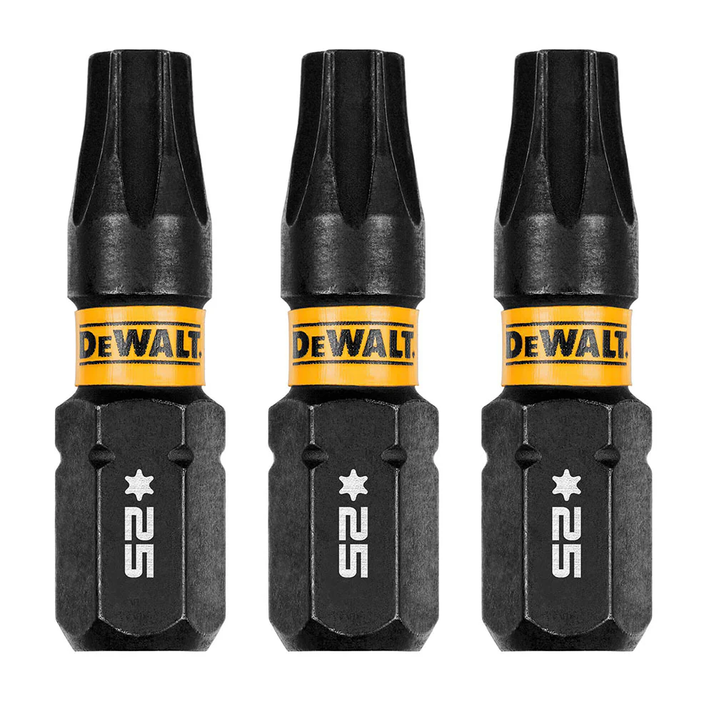 DeWalt DWAF1TX25IR3 T25 FLEXTORQ 1/4 x 1in Impact Driver Bits, 3-Pack - Moutools