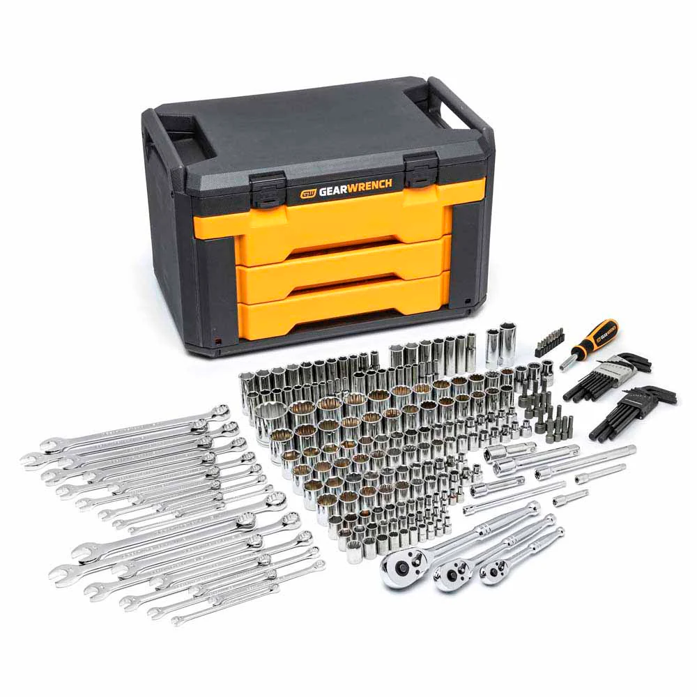 GearWrench 80942 239 Pc. Mechanics Tool Set in 3 Drawer Storage Box - Moutools