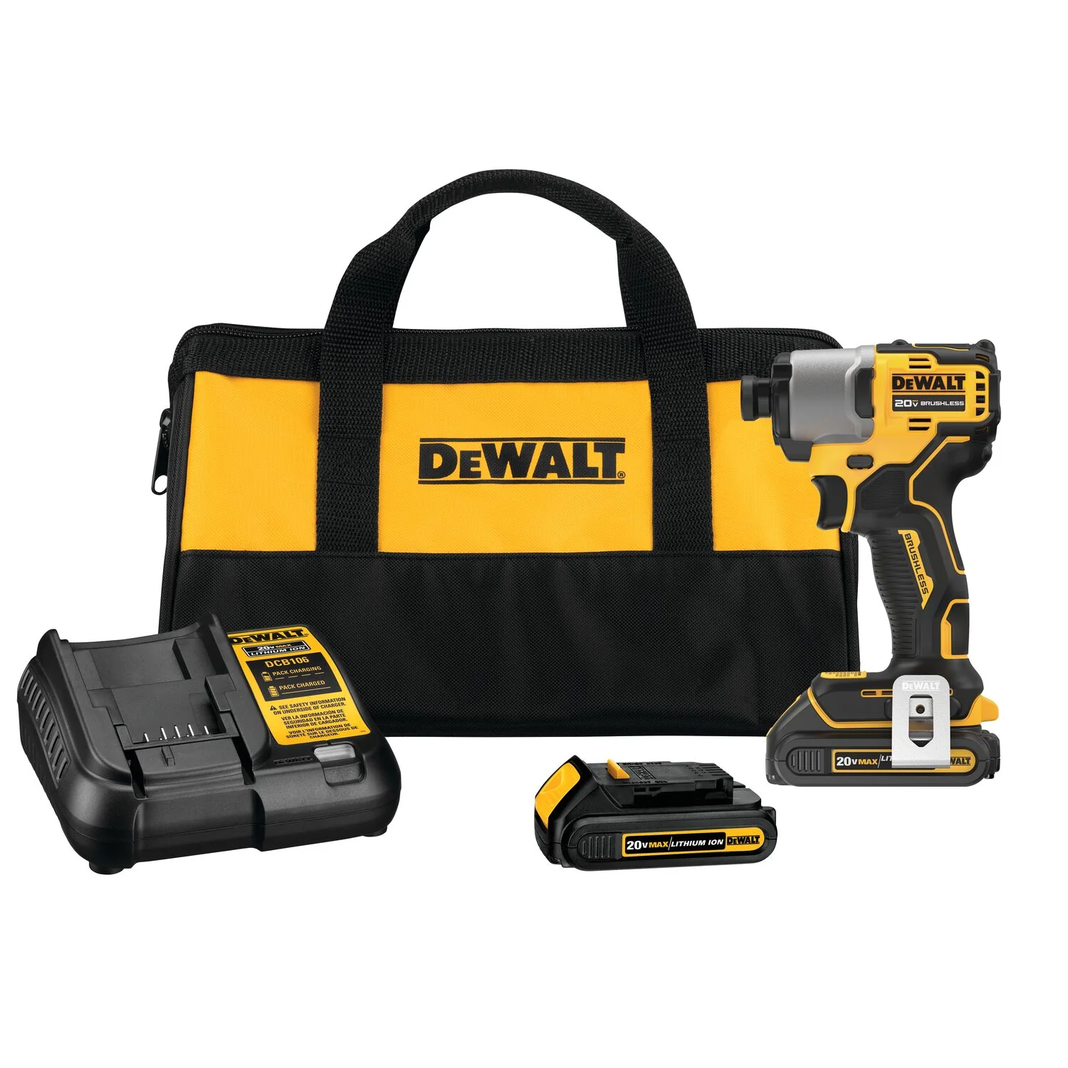 DeWalt DCF840C2 20V MAX* 1/4 in. Brushless Cordless Impact Driver Kit - Moutools