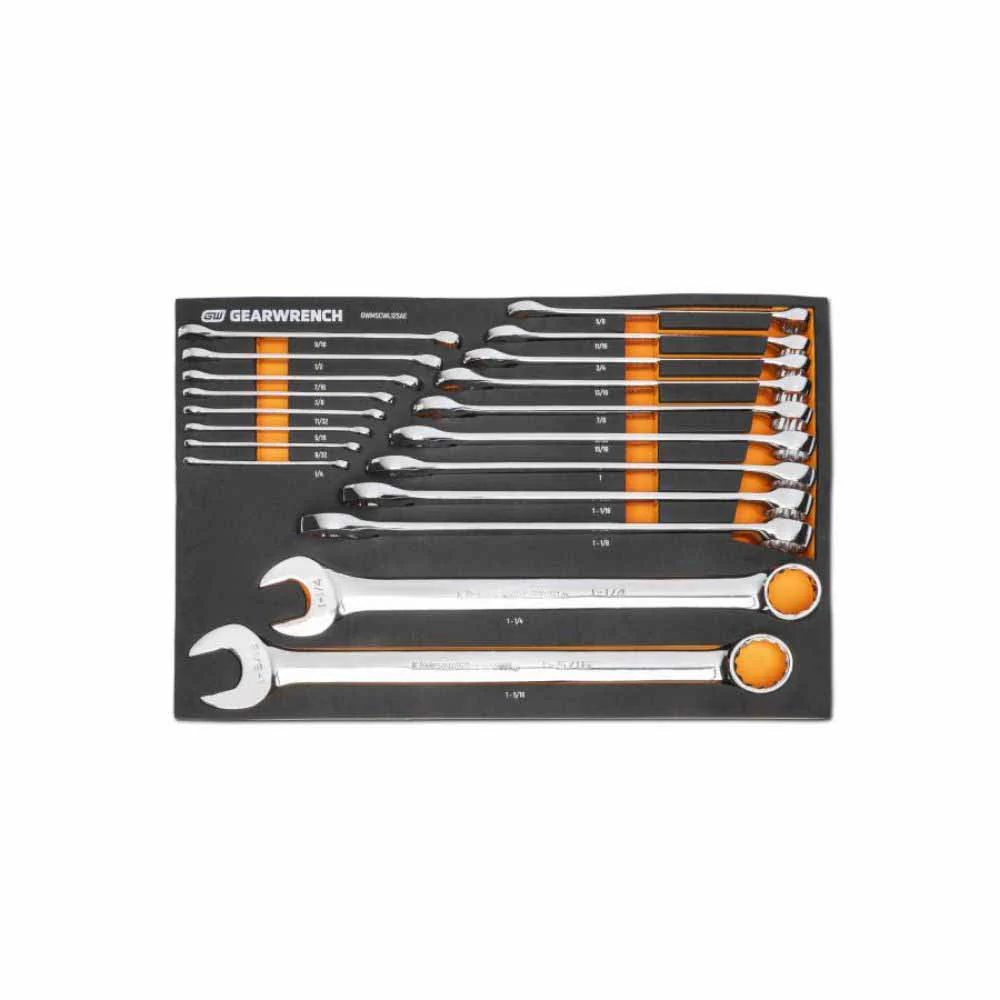 Gearwrench GWMSCWL12SAE 19 Piece 12 Point Long Pattern Combination SAE Wrench Set - Moutools