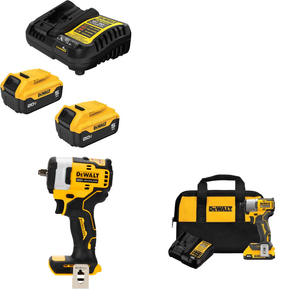 DeWalt DCB205-2C 20V Starter Kit W/ DCF913B Impact Wrench & Impact Driver Kit - Moutools