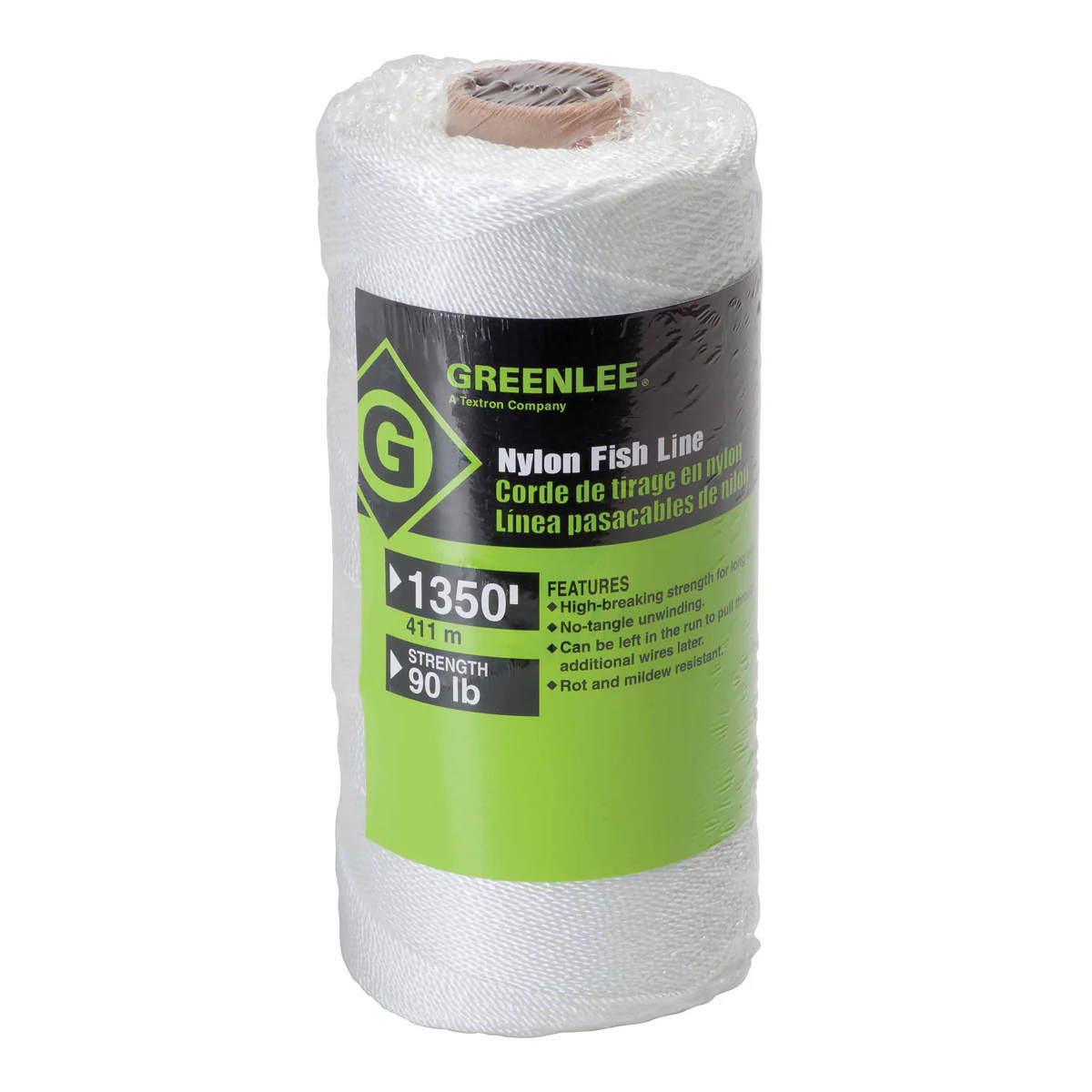 Greenlee 607 1350' Strong Lightweight Conduit Bonded Nylon Fish Line, 90 lbs Tensile - Moutools