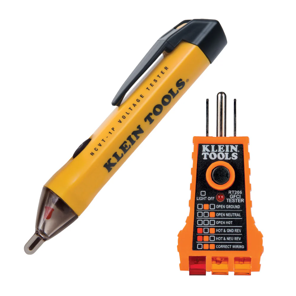 Klein NCVT1PKIT Non-Contact Voltage and GFCI Receptacle Test Kit - Moutools