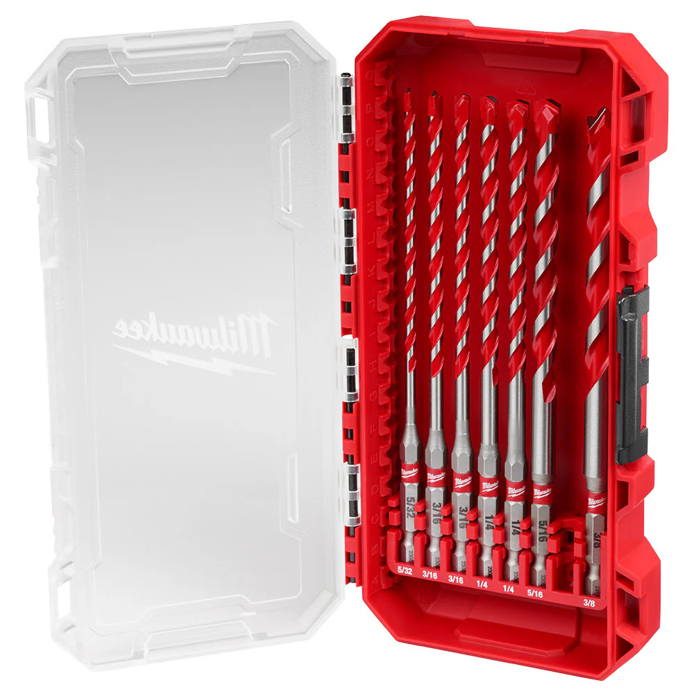 Milwaukee 48-20-9052 7pc. SHOCKWAVE™ Carbide Hammer Drill Bit Kit - Moutools