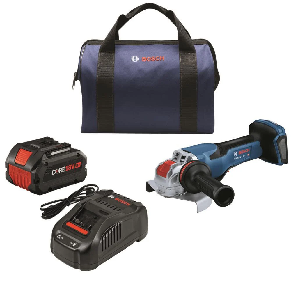 Bosch GWX18V-13PB14 PROFACTOR 18V X-LOCK 5 – 6 In. Angle Grinder with Paddle Switch and (1) CORE18V 8.0 Ah High Power Battery - Moutools