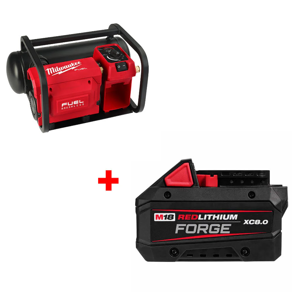 Milwaukee 2840-20 M18 FUEL 2Gal Compressor W/ FREE 48-11-1881 M18 Battery Pack - Moutools