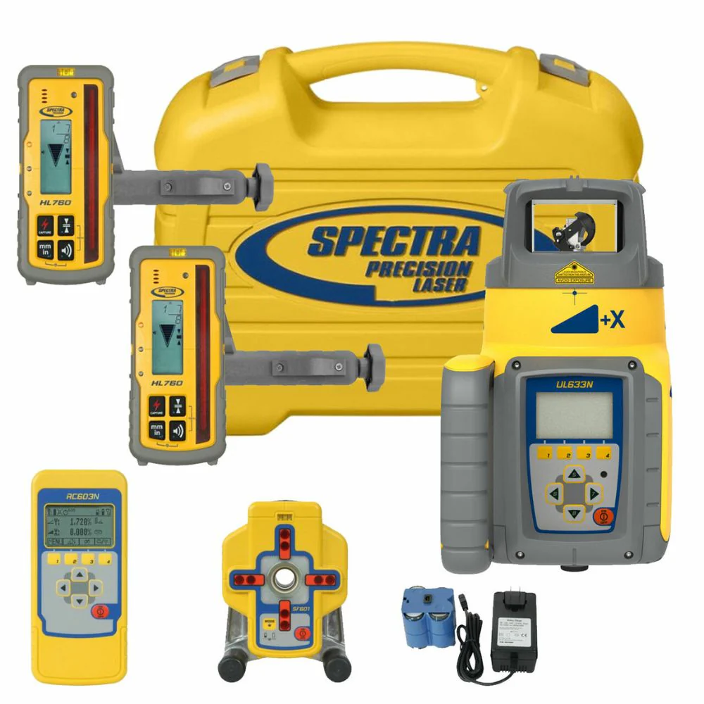Spectra UL633N Universal Laser with Two HL760 Laserometer Receivers and SF601 Spot Finder - Moutools
