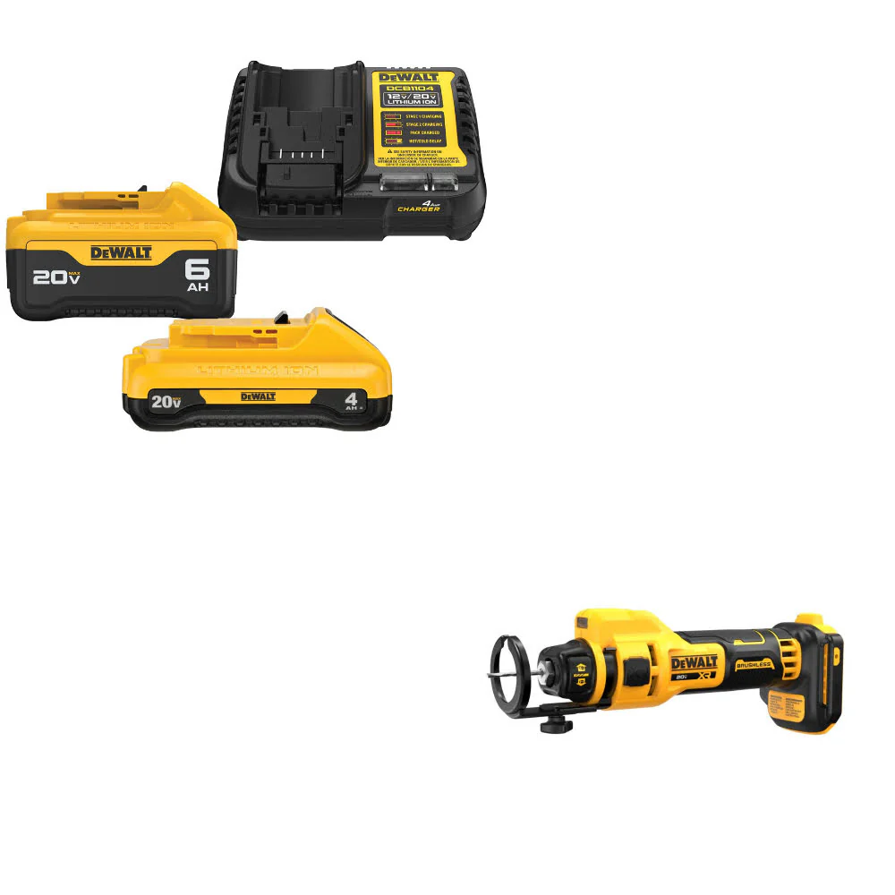 DeWalt DCB2460C 20V MAX Starter Kit W/ FREE DCE555B 20V MAX Cut-Out Tool, Bare - Moutools