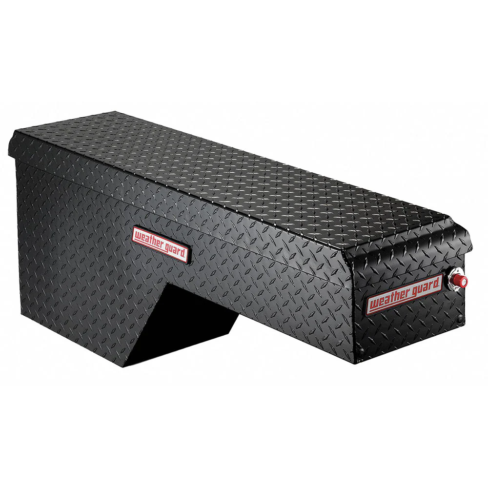 WeatherGuard 173-5-01 Gloss Black Aluminum Pork Chop Box, Passenger Side 3.4 Cu Ft - Moutools