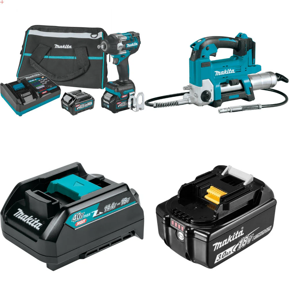 Makita GWT07D 40V max XGT Impact Wrench Kit W/ FREE Gun, Adapters & 3Ah Battery - Moutools