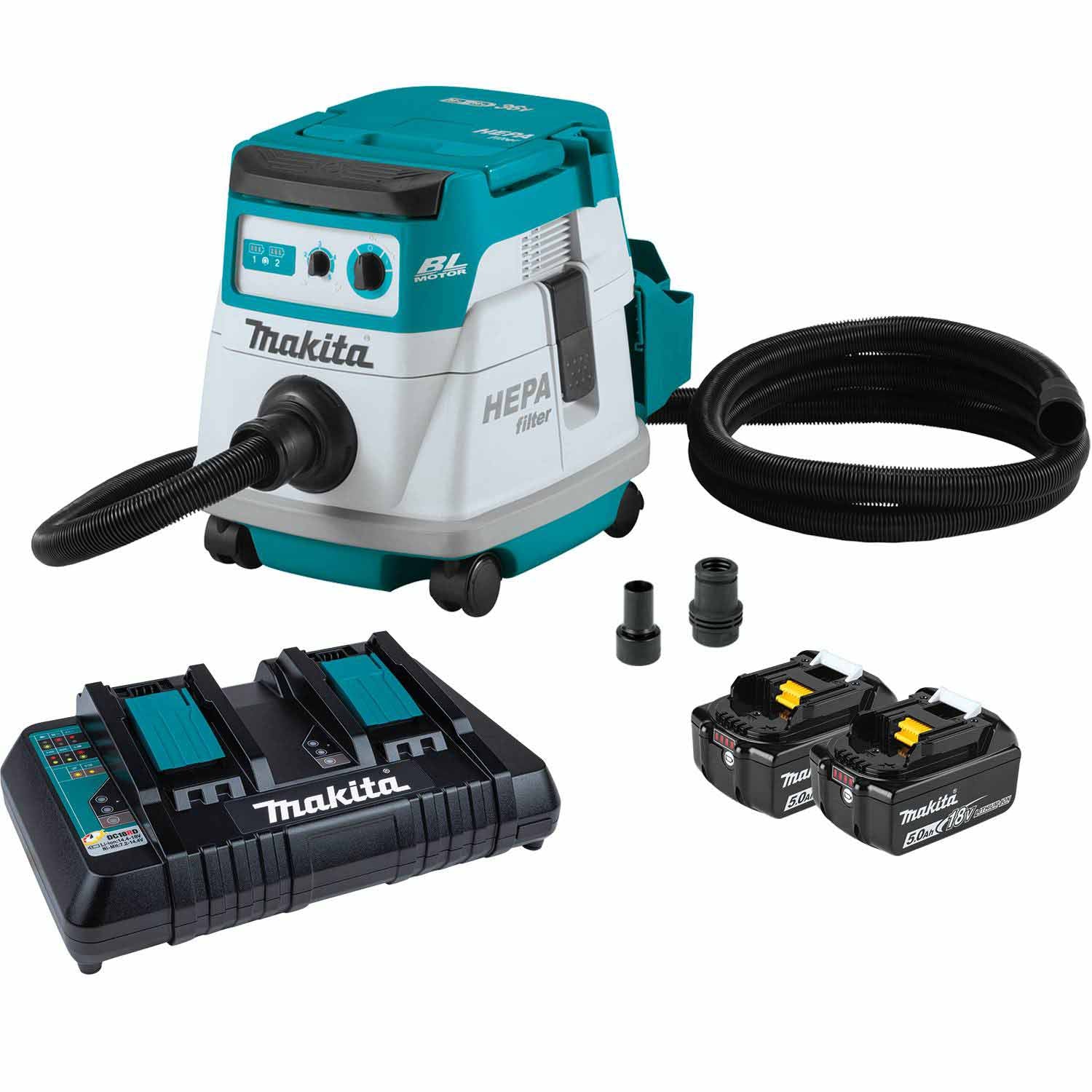 Makita XCV21PTX 36V (18V X2) LXT HEPA Filter Dry Dust Extractor 2.1 Gal Kit - Moutools