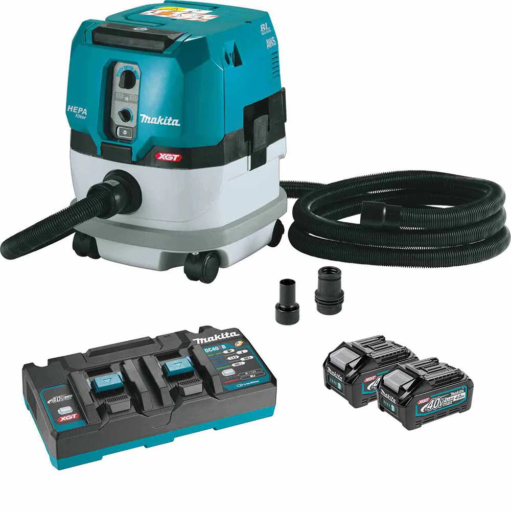 Makita GCV02PMX 40V max XGT Brushless Cordless 2.1 Gallon HEPA Filter Dry Dust Extractor Kit, AWS Capable (4.0Ah) - Moutools