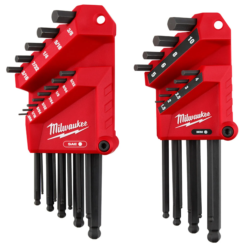 Milwaukee 48-22-2187 22-Key Ball End L-Key Set - SAE/Metric - Moutools