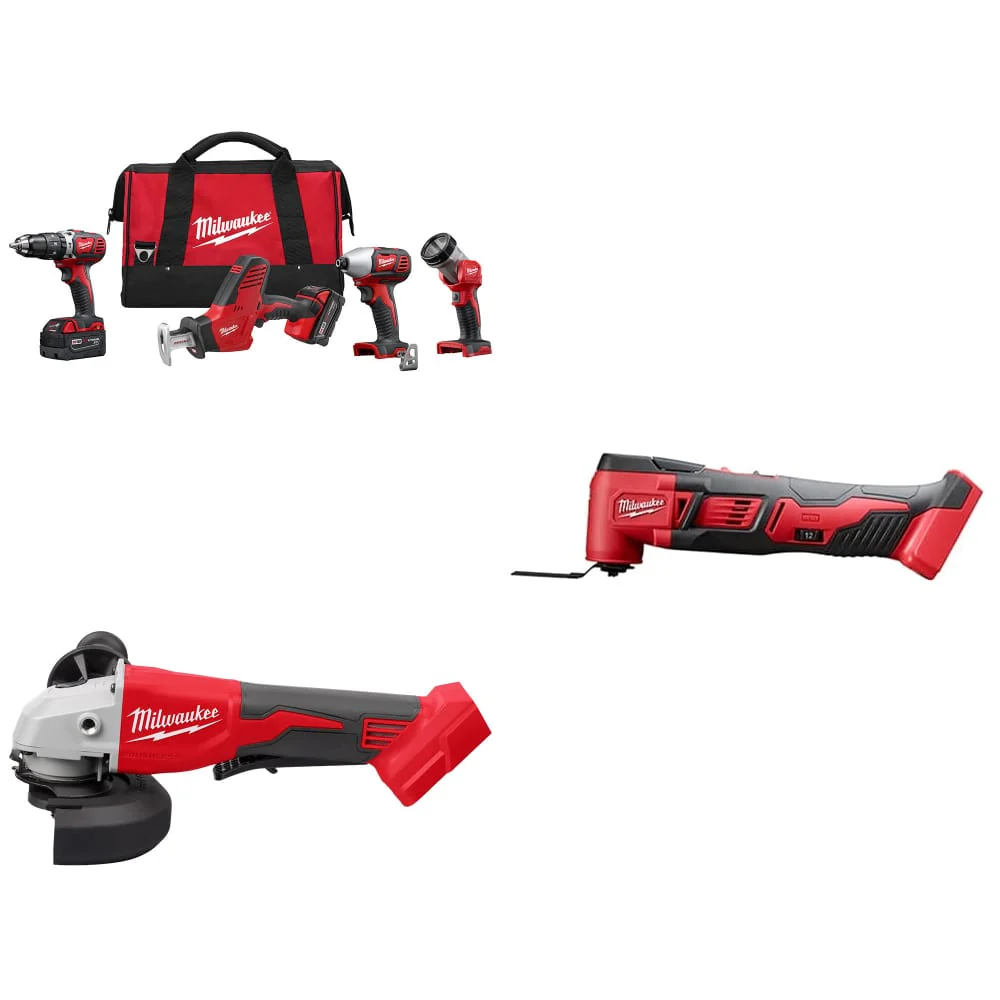 Milwaukee 2695-24 M18 4-Tool Combo Kit w/ FREE 2686-20 M18 Grinder & Multi-Tool - Moutools