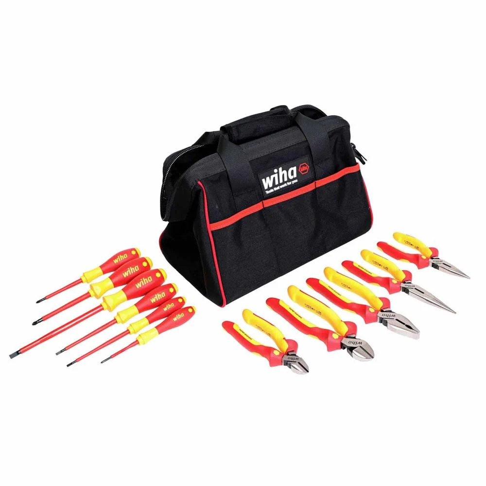 Wiha 32977 11 Piece Master Electrician's Insulated Tool Set in Canvas Tool Bag - Moutools