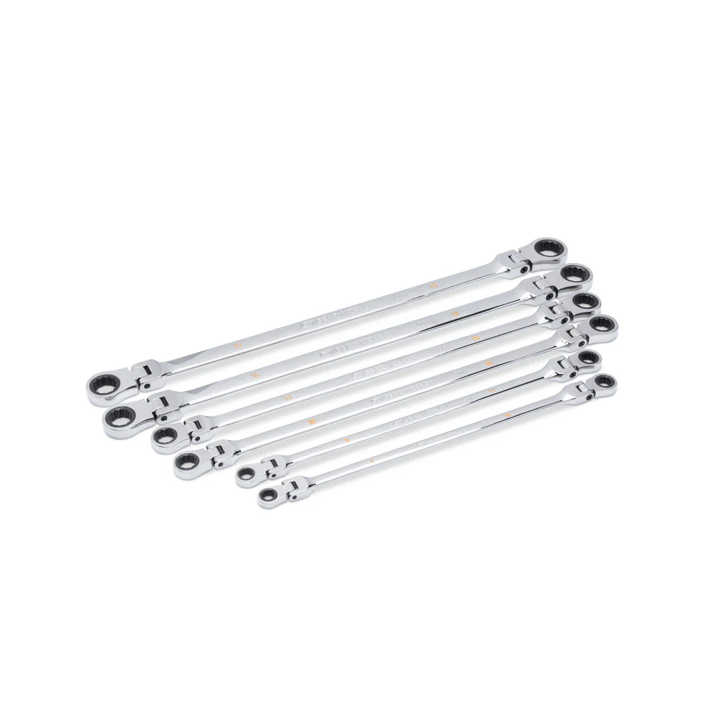 GearWrench 86830 6 Piece 90-Tooth 12 Point Metric GearBox Double Flex Ratcheting Wrench Set - Moutools