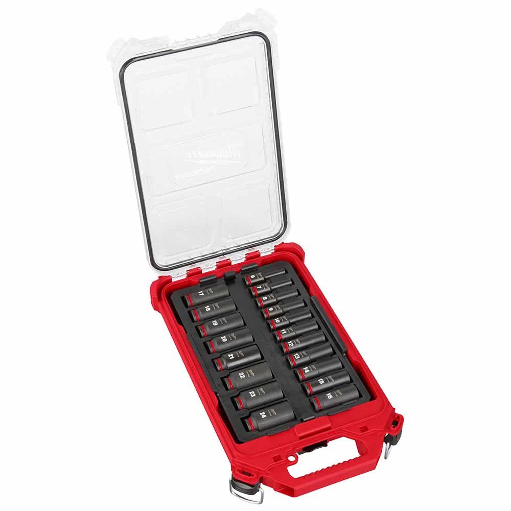 Milwaukee 49-66-6801 Shockwave Impact Duty Socket 3/8” Drive 19-Piece MM Packout Set - Moutools