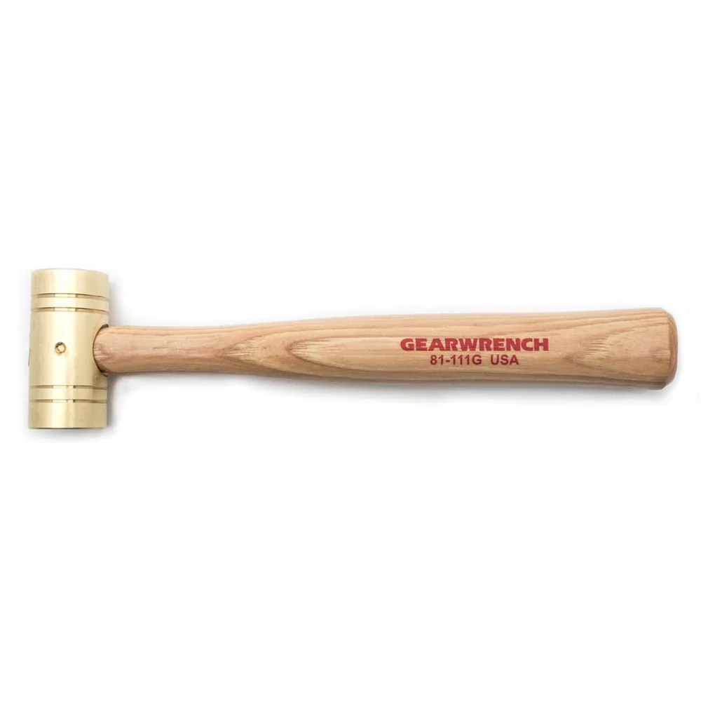 GearWrench 81-111G 1 lbs Brass Hammer with Hickory Handle - Moutools