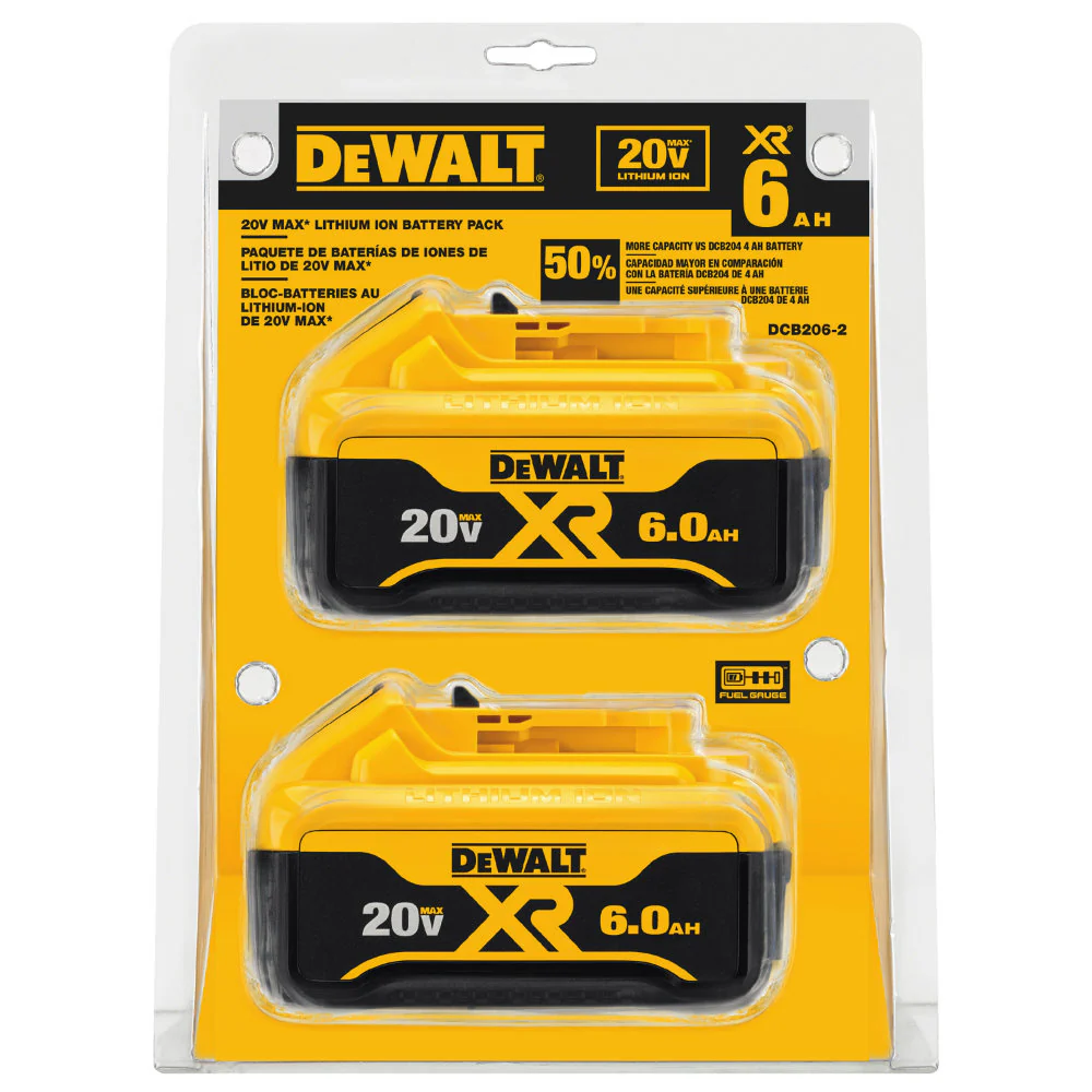 DeWalt DCB206-2 20V MAX Li-Ion XR 6.0 AH Battery 2 Pack - Moutools