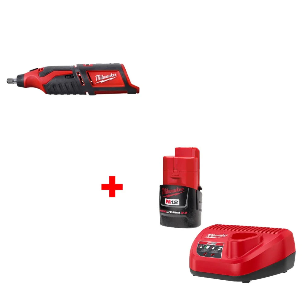 Milwaukee 2460-20 M12™ Rotary Tool, Bare w/ FREE 48-59-2420 M12 2.0 Starter Kit - Moutools