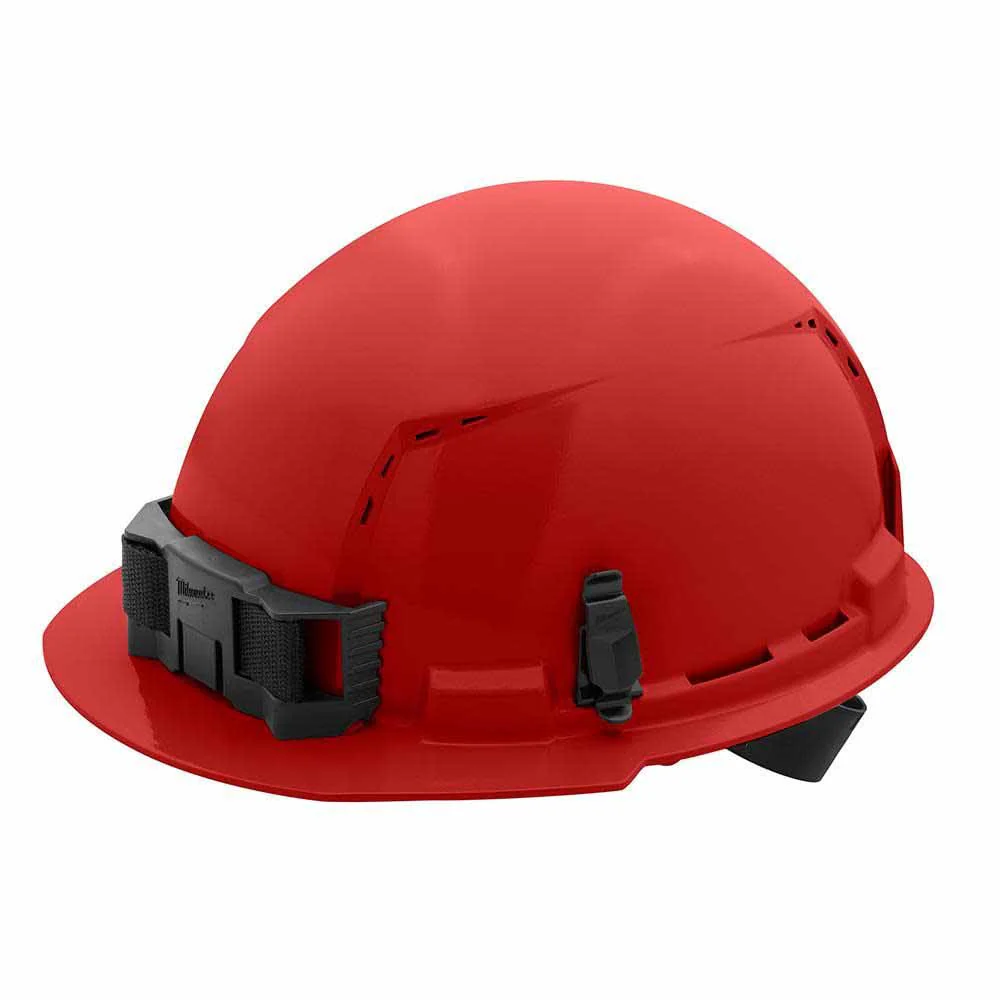 Milwaukee 48-73-1208 Red Front Brim Vented Hard Hat with 4PT Ratcheting Suspension – Type 1 Class C - Moutools