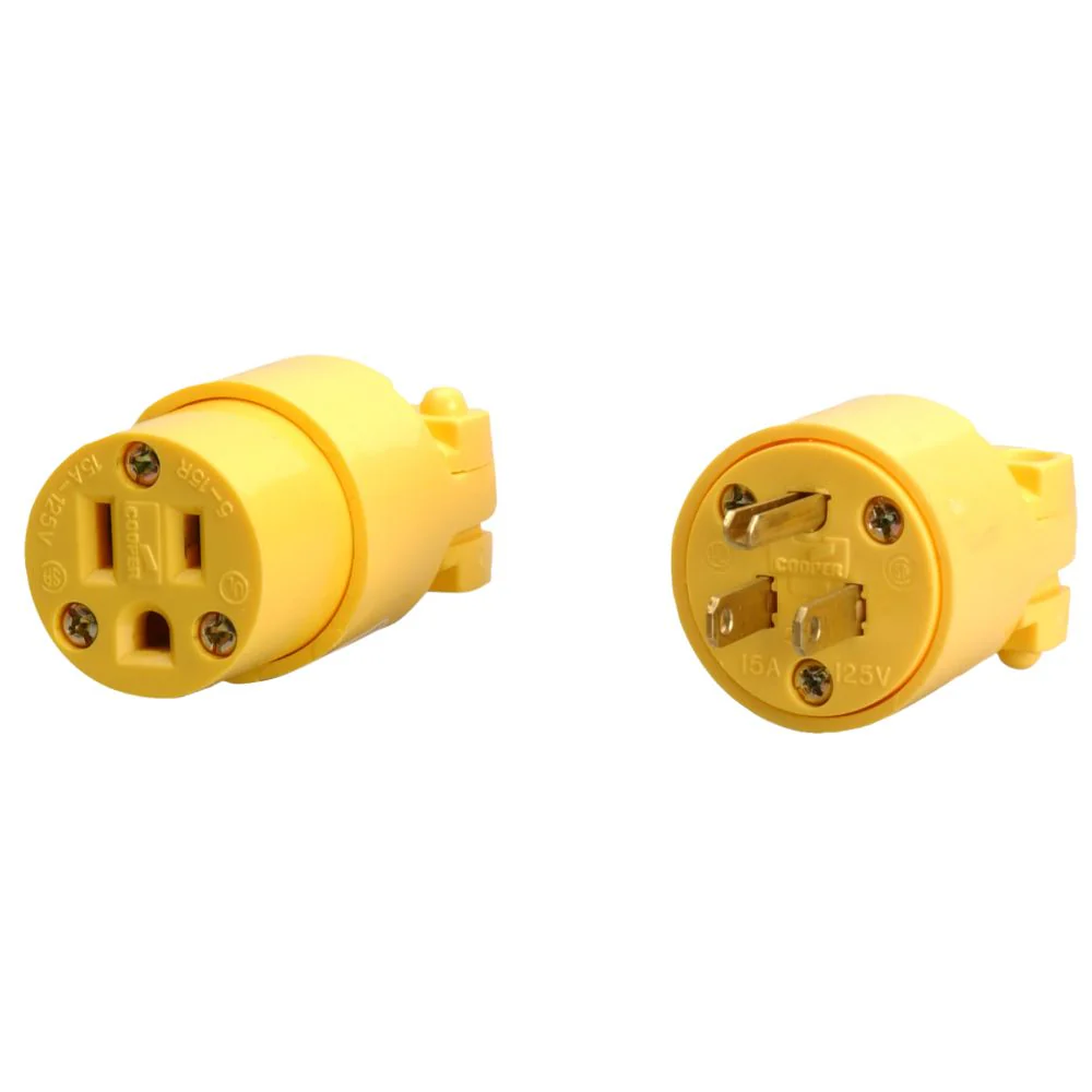 Southwire 59850000 15A/125V NEMA 5-15R YELLOW VINYL STRAIGHT BLADE FEMALE PLUG - Moutools