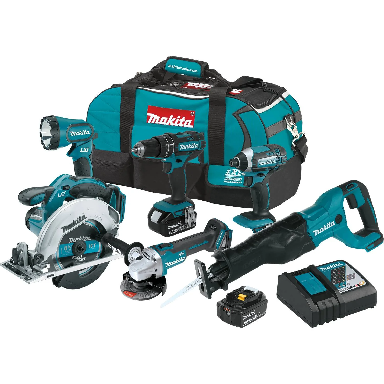 Makita XT610 18V LXT Li-Ion Cordless 6-pc Tool Combo Kit (3.0Ah) - Moutools