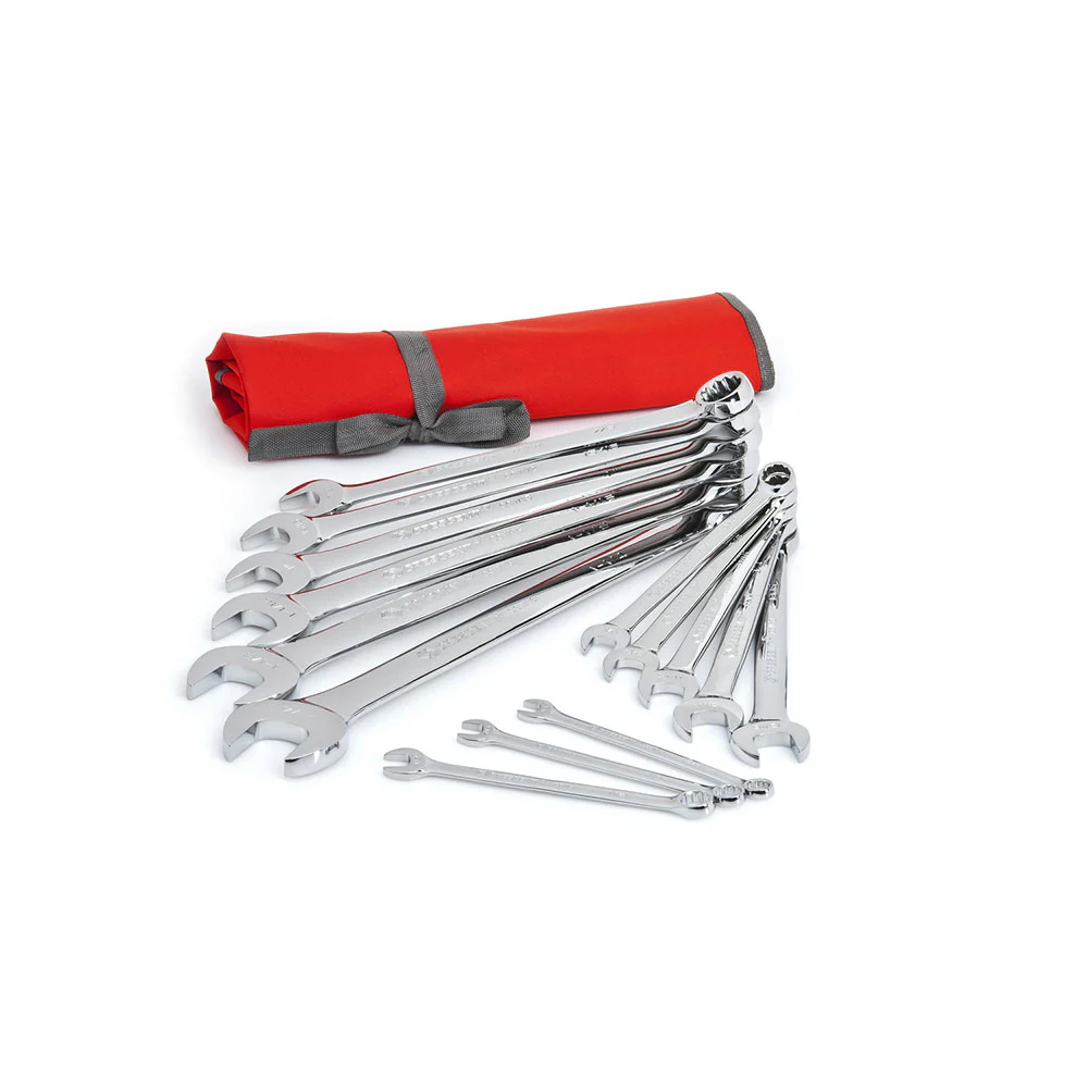 Crescent CCWS4 14 Pc. 12 Point SAE Combination Wrench Set with Tool Roll - Moutools