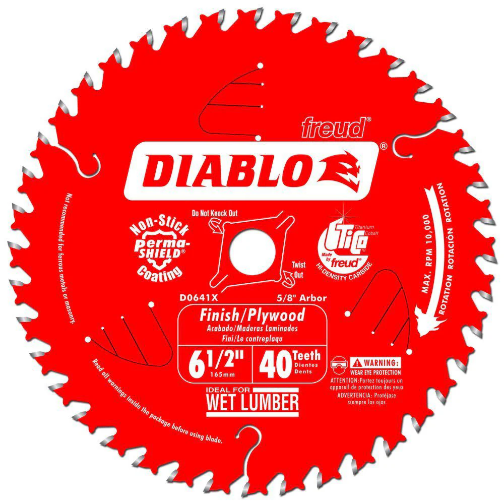Diablo D0641X 6-1/2 In. X 40T Finish/plywood Saw Blade - Moutools