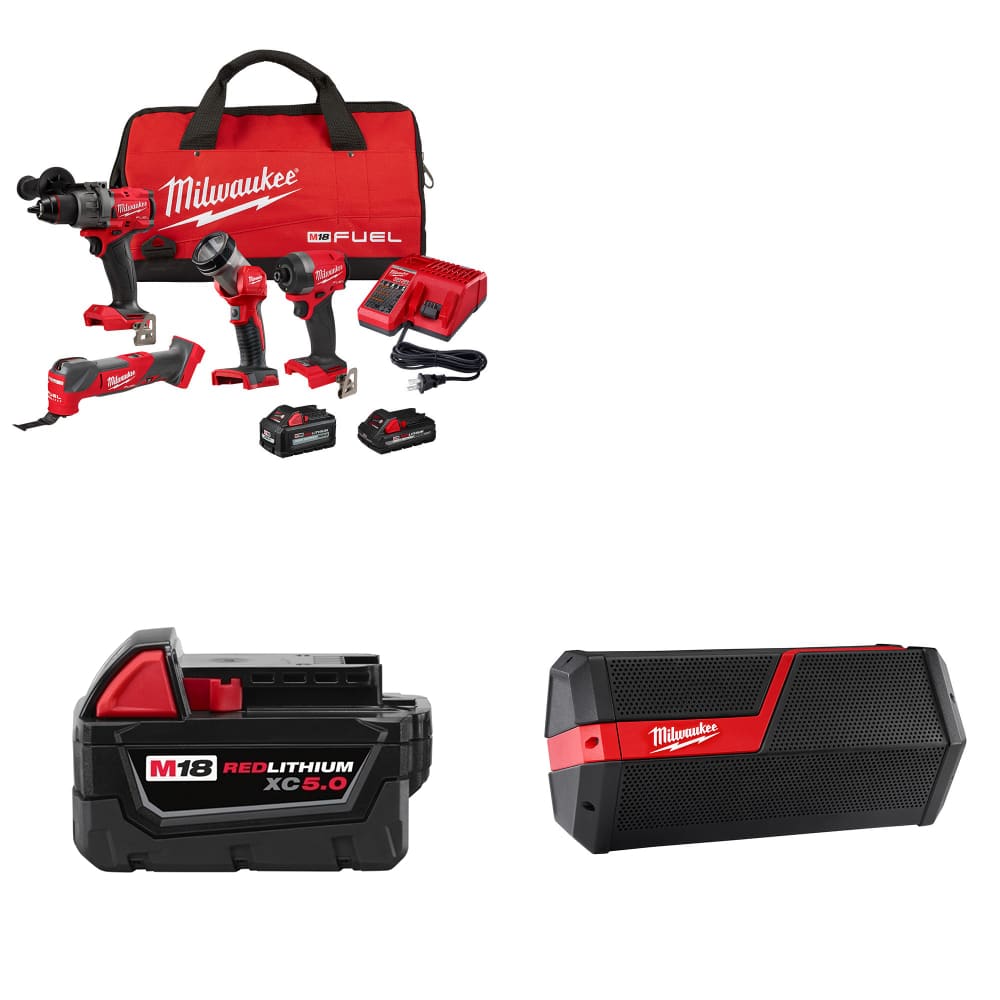 Milwaukee 3698-24MT M18 4-Tool Combo Kit W/ FREE 48-11-1850 Battery & Speaker - Moutools