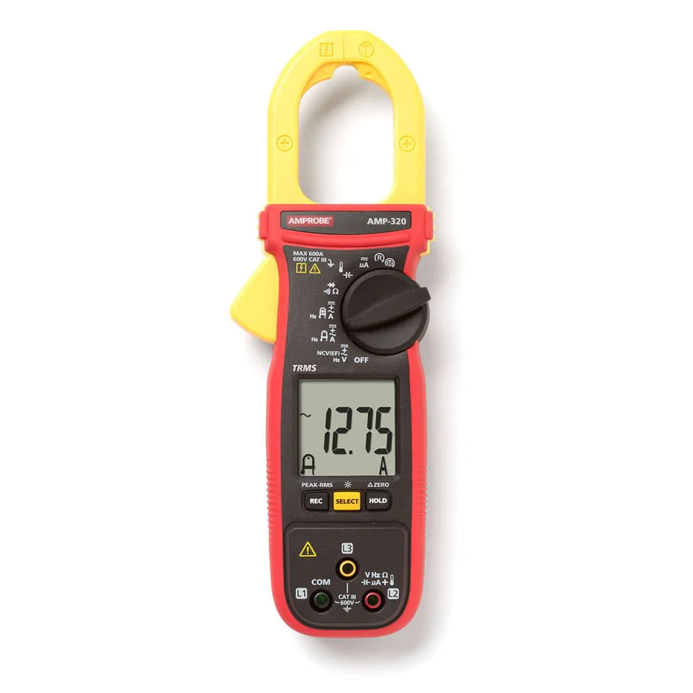 Amprobe 4560562 AMP-320 600V/600A TRMS AC/DC Clamp Multimeter w/ 3-Phase Sequence and Motor Testing - Moutools