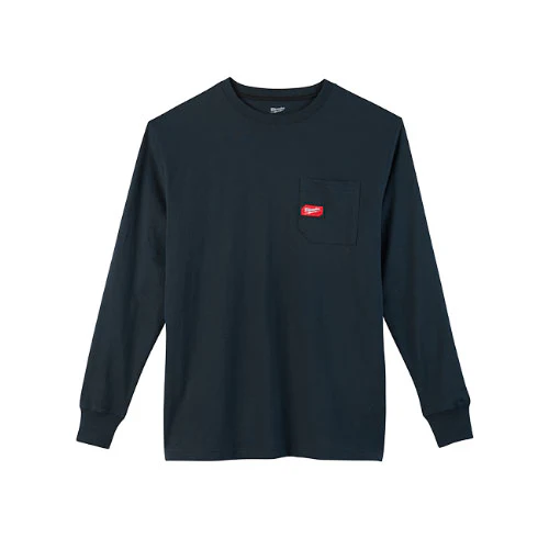 Milwaukee 602BL-M Heavy Duty Pocket T-Shirt (602), Long Sleeve, Blue, Medium - Moutools