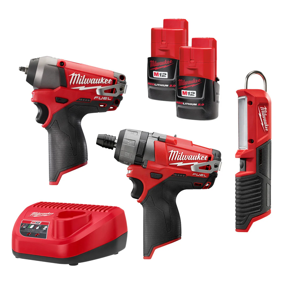 Milwaukee 2591-23 M12 FUEL Screwdriver, Impact, & Light Combo Kit - Moutools