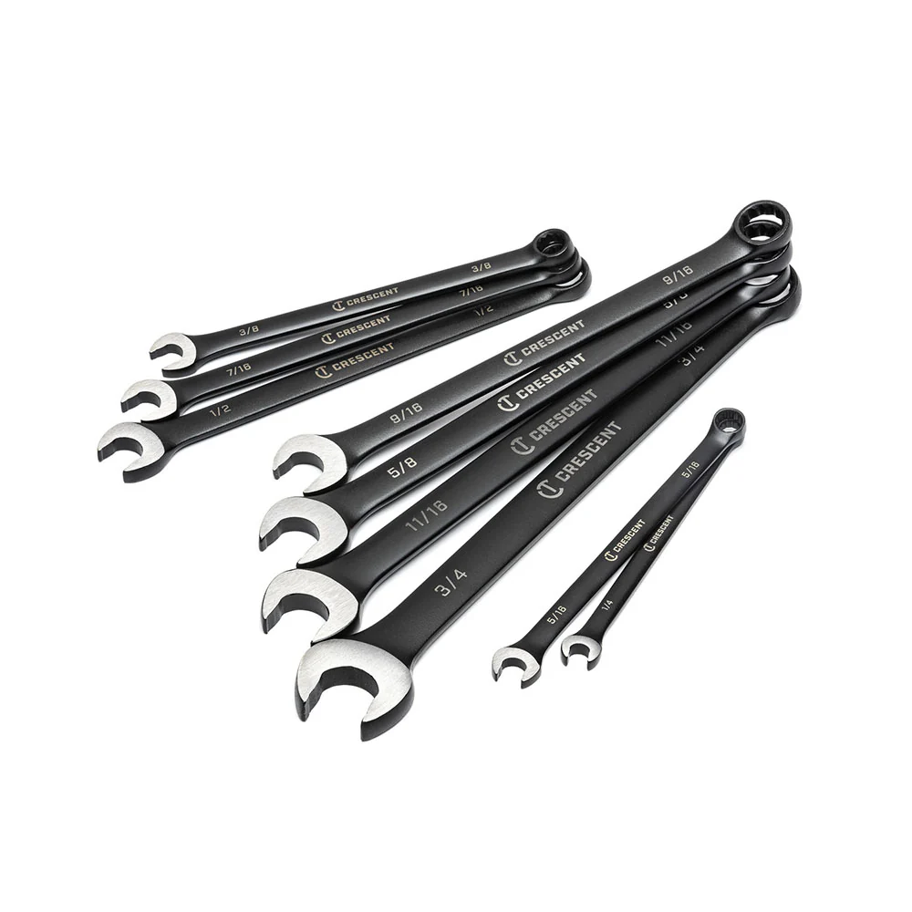 Crescent CCWS9BS 9pc X10 12 Point Long Pattern Combination SAE Wrench Set - Moutools