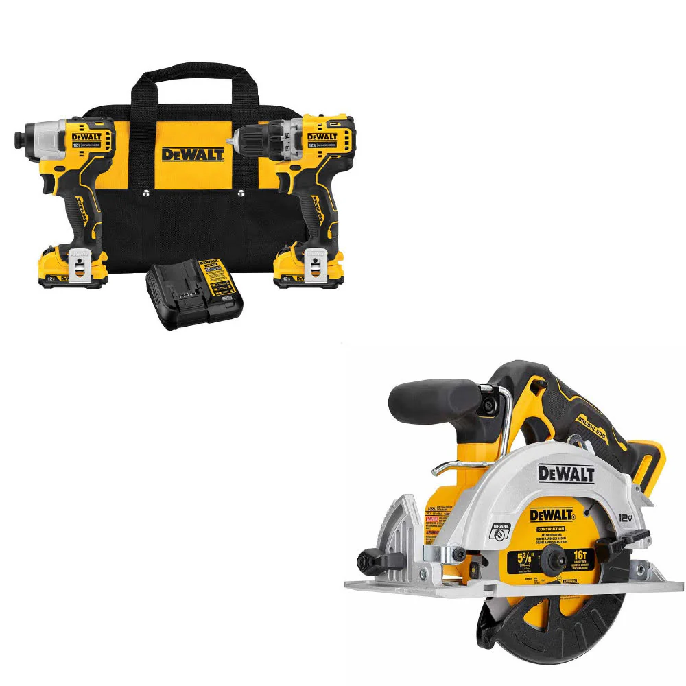 DeWalt DCK221F2 12V MAX 2-Tool Combo Kit w/ FREE DCS512B 12V MAX* Circular Saw - Moutools