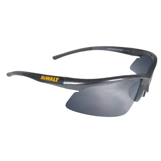 Dewalt DPG51-6D Radius Safety Glasses, Black Frame, Silver Mirror Lens - Moutools