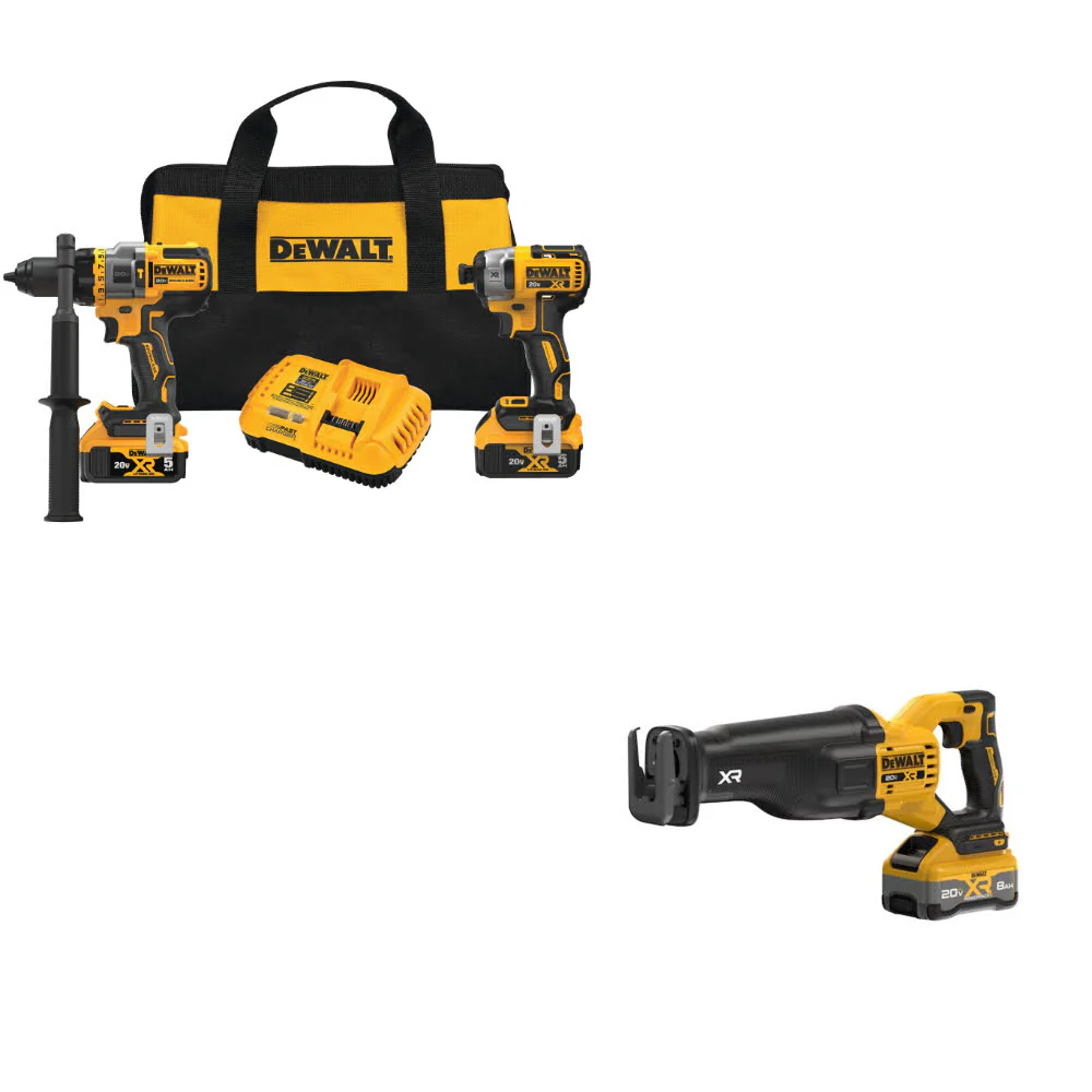DeWalt DCK2100P2 20V MAX 2-Tool Combo Kit W/ DCS384WW1 20V Max XR Recip Saw Kit - Moutools