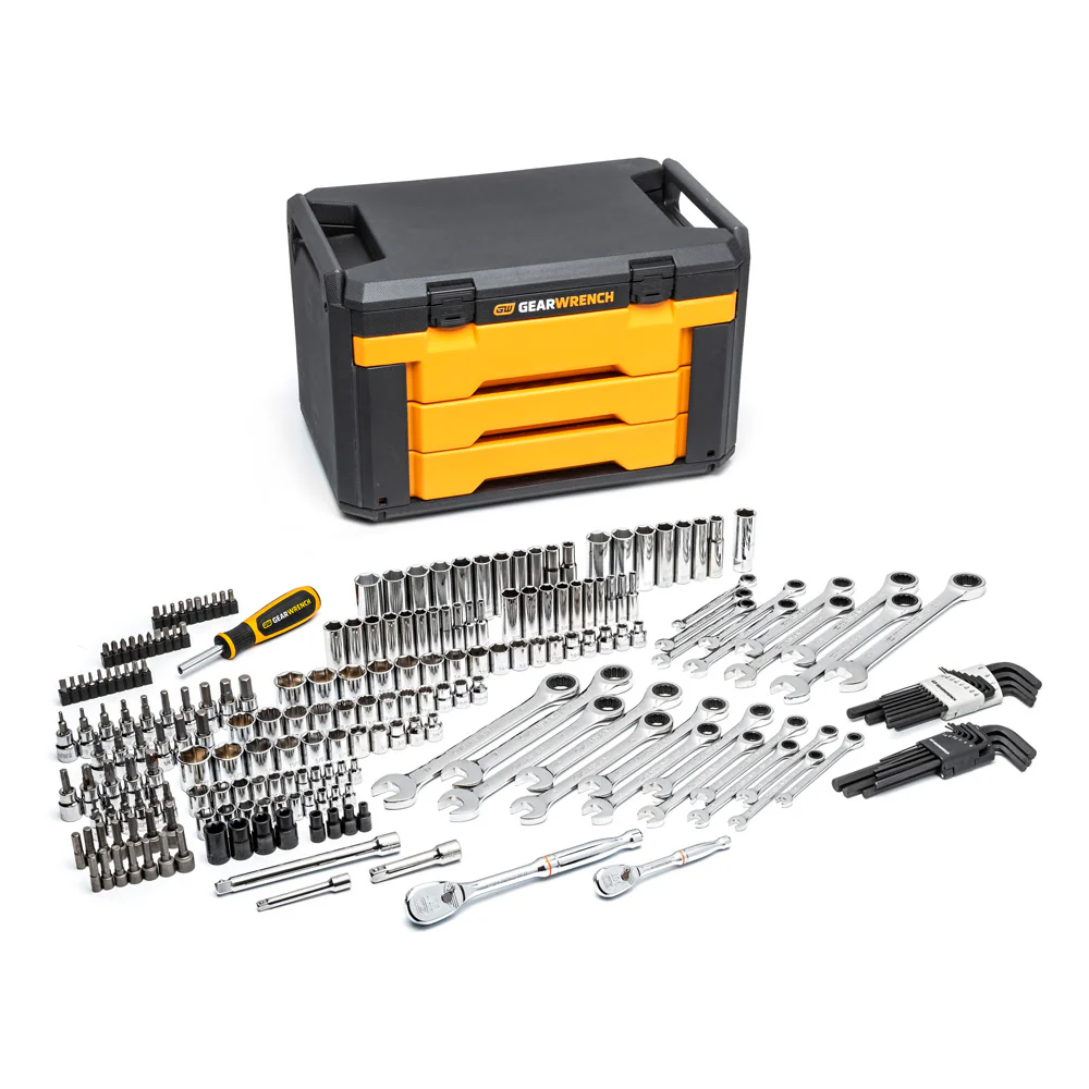 GearWrench 80944 232 Pc. Mechanics Tool Set in 3 Drawer Storage Box - Moutools
